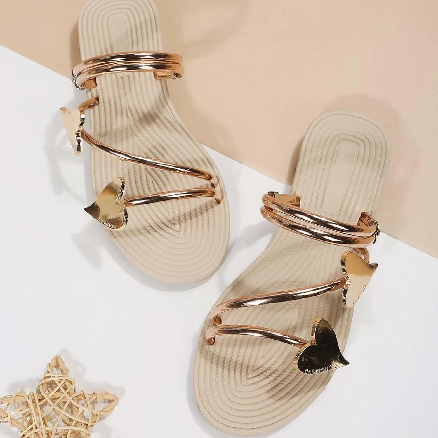 2025 Hot Slingback Flat Sandals for Women Butterfly/Heart Slides Clip Toe Metallic Beach Flip Flops with Ankle Strap