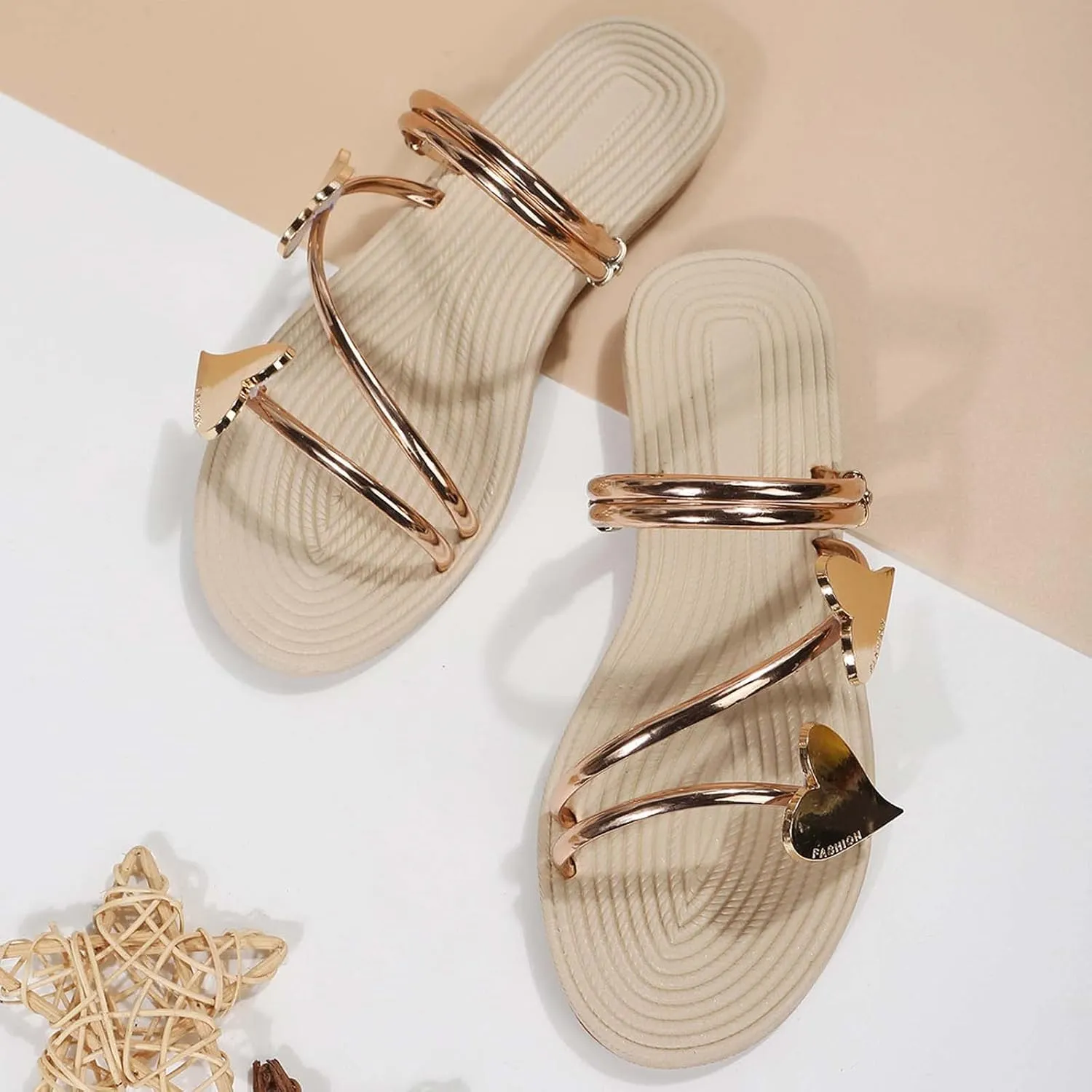 2025 Hot Slingback Flat Sandals for Women Butterfly/Heart Slides Clip Toe Metallic Beach Flip Flops with Ankle Strap