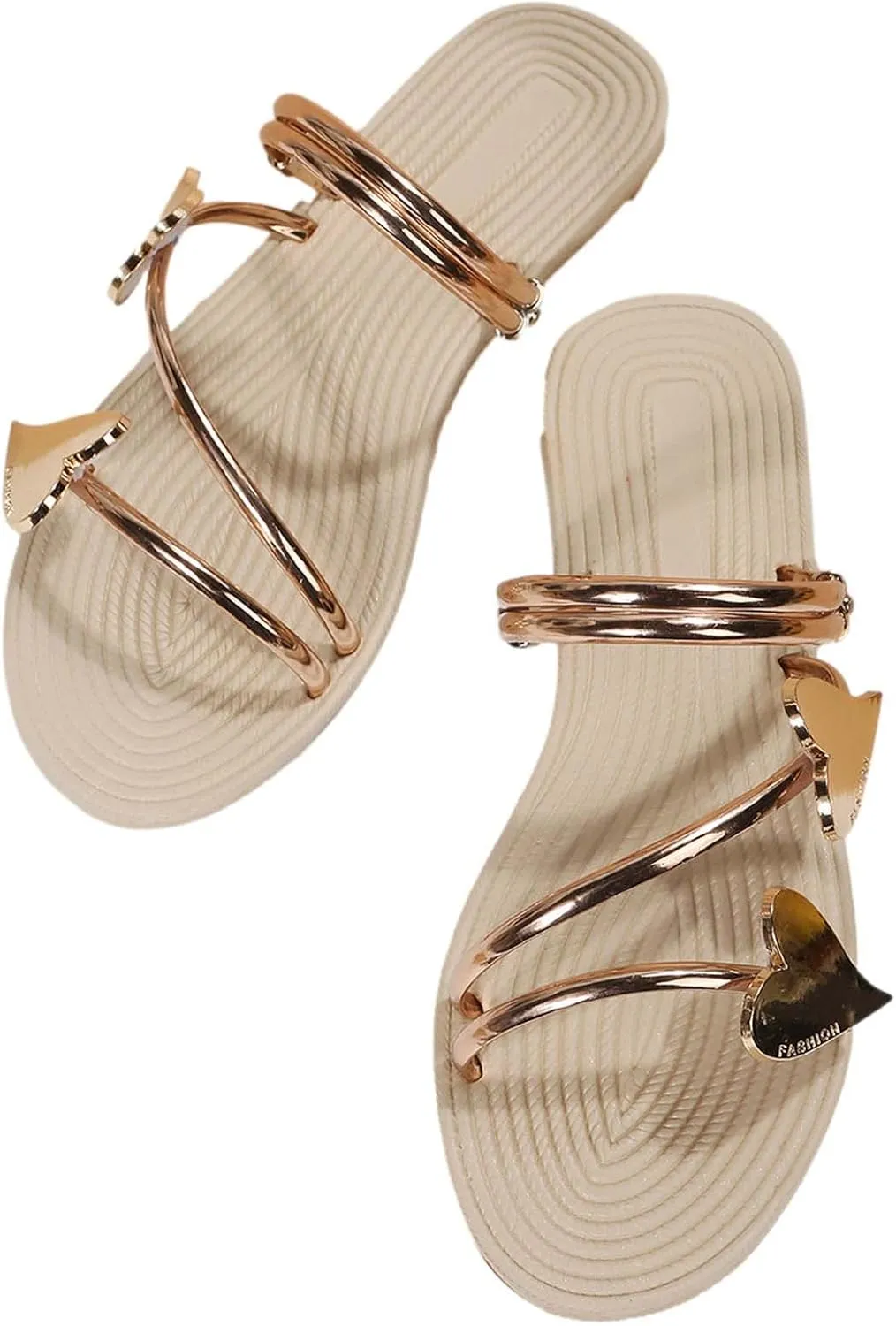 2025 Hot Slingback Flat Sandals for Women Butterfly/Heart Slides Clip Toe Metallic Beach Flip Flops with Ankle Strap