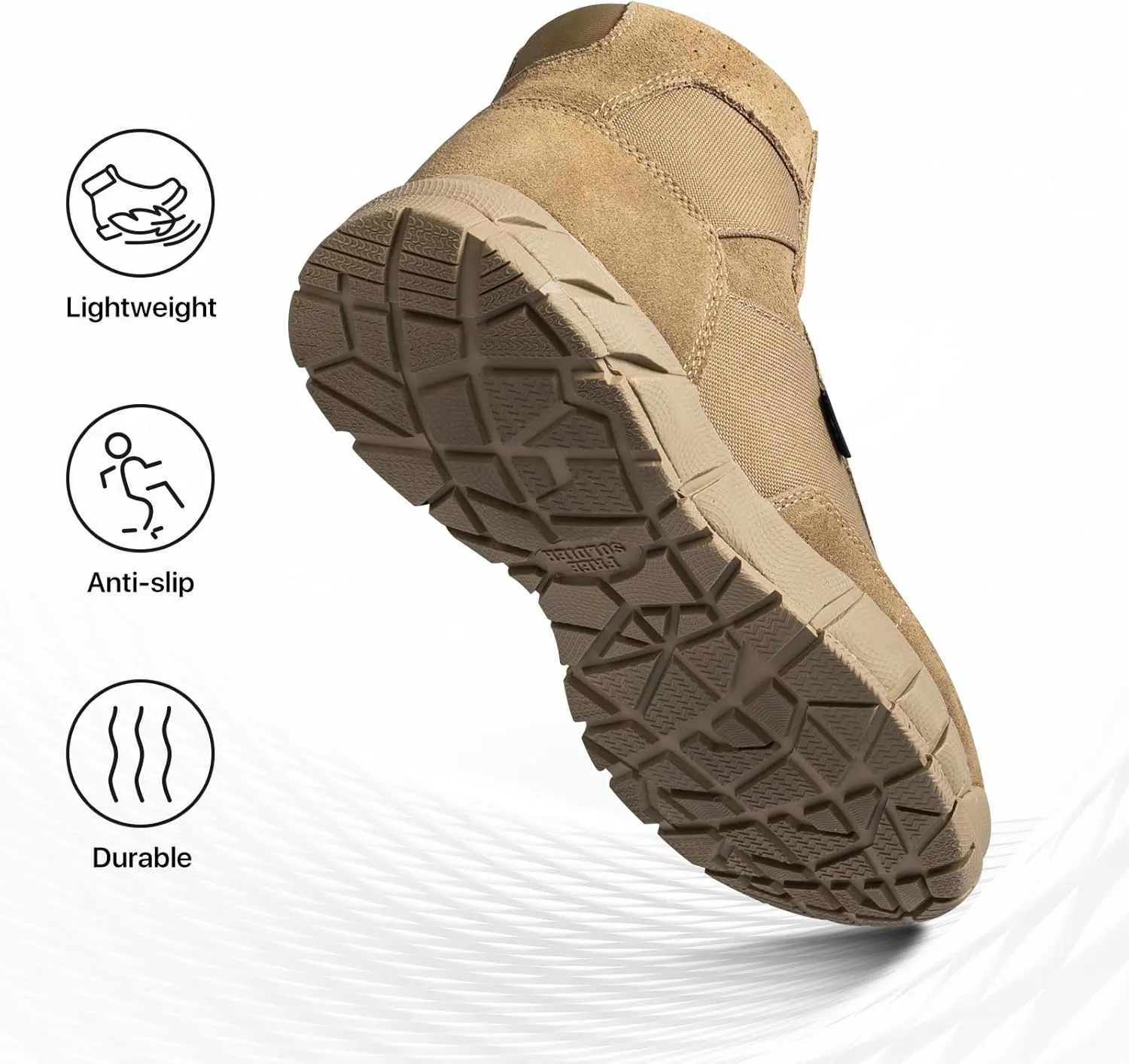 6 Inches Lightweight Waterproof Military Tactical Boots Men's Leather Combat Shoes Mens Hiking Work Boots