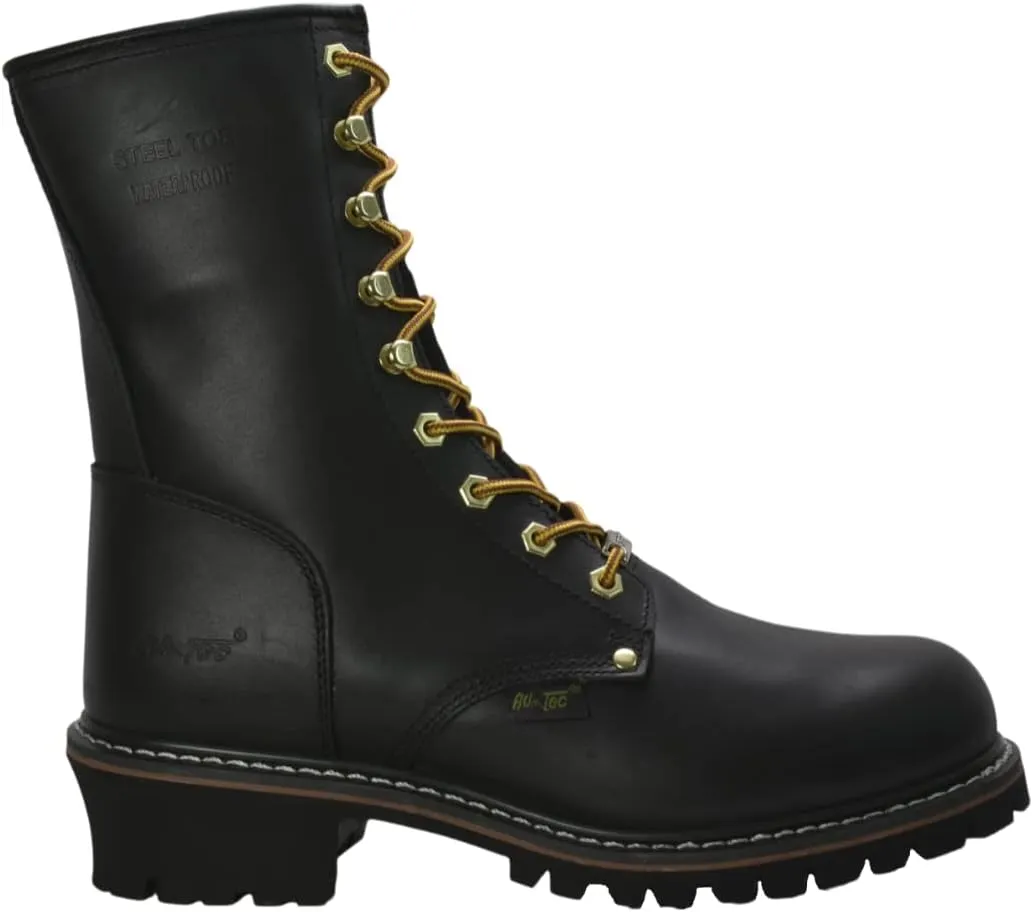Ad Tec Men's 9" Super Logger Steel Toe Leather Work Boots | Oil Resistant Lug Sole