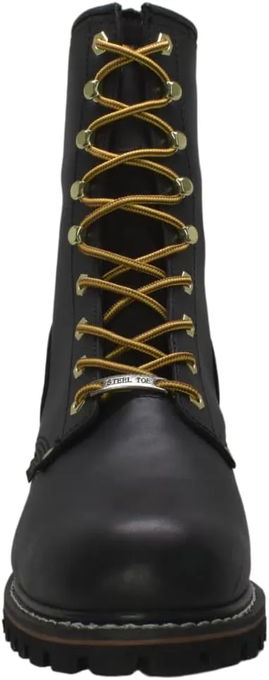 Ad Tec Men's 9" Super Logger Steel Toe Leather Work Boots | Oil Resistant Lug Sole