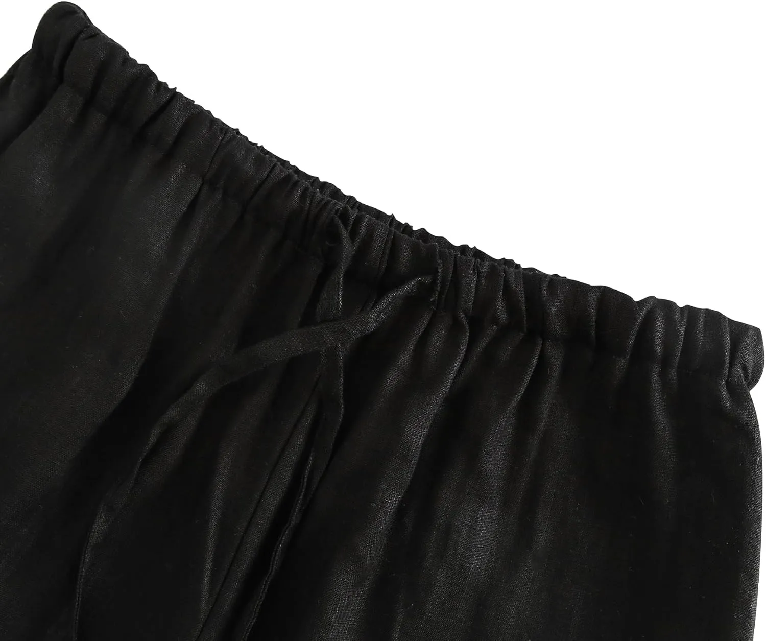 Amazhiyu Womens Pure Linen Summer Drawstring Flowy Wide Leg Pants with Pockets