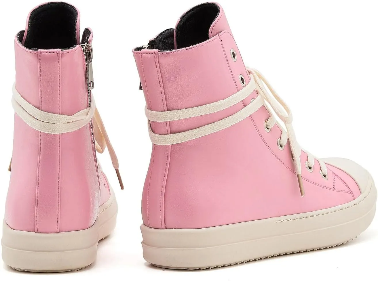 AmoreParis Fashion High Top Sneakers for Women Lace Up Canvas Shoes with Zipper Comfort Platform Walking Shoes