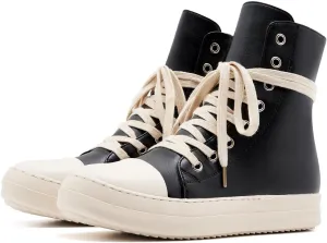 AmoreParis Fashion High Top Sneakers for Women Lace Up Canvas Shoes with Zipper Comfort Platform Walking Shoes