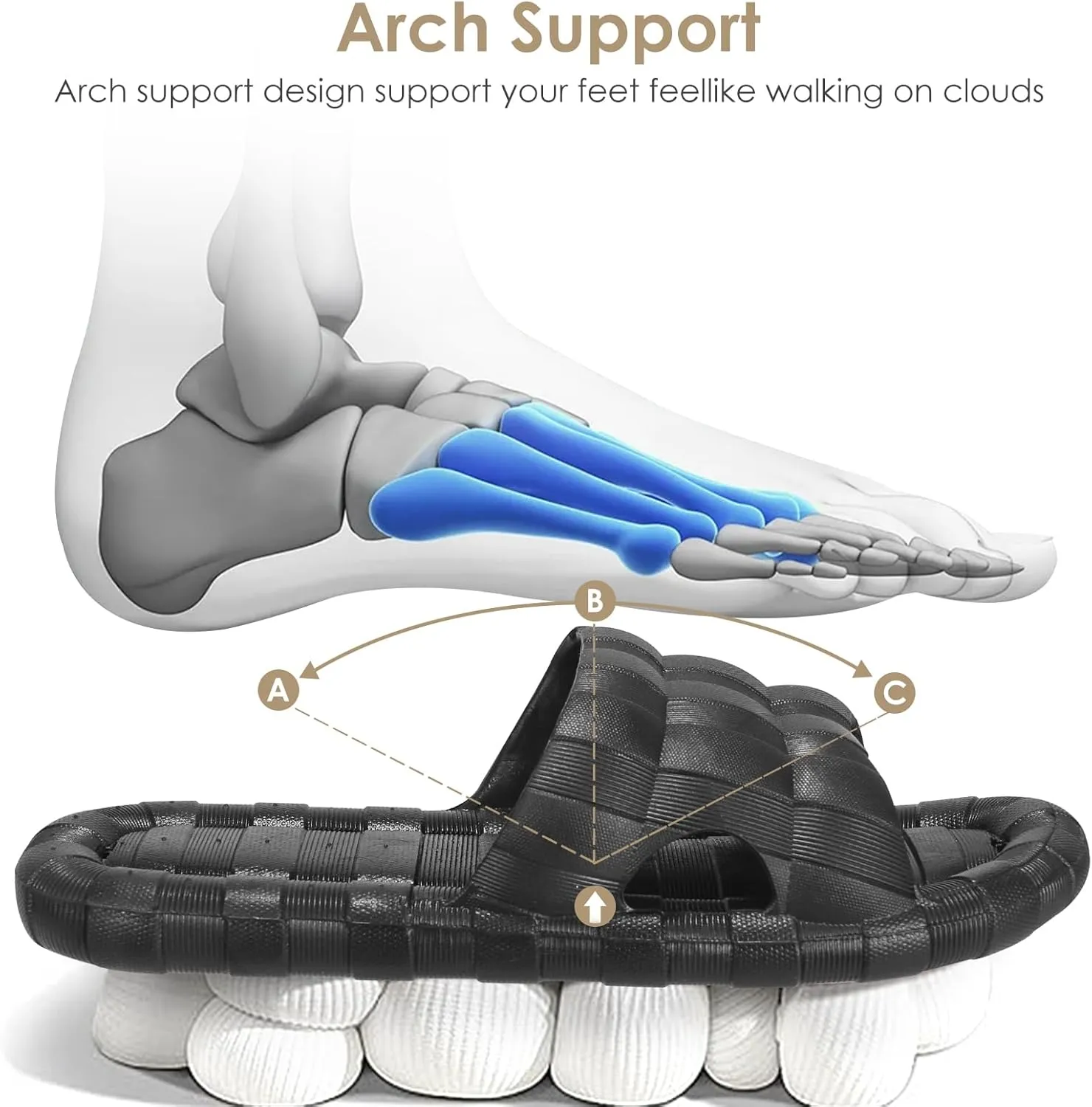 AMOUR GOODS Nature Rubber Shower Slippers for Women and Men Non-Slip Quick Drying Bathroom House Slides Beach Pool Sandals