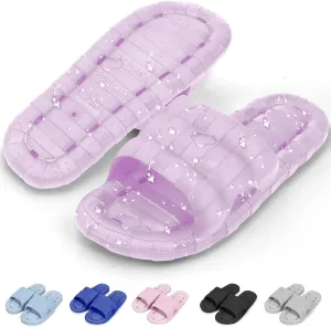 AMOUR GOODS Nature Rubber Shower Slippers for Women and Men Non-Slip Quick Drying Bathroom House Slides Beach Pool Sandals