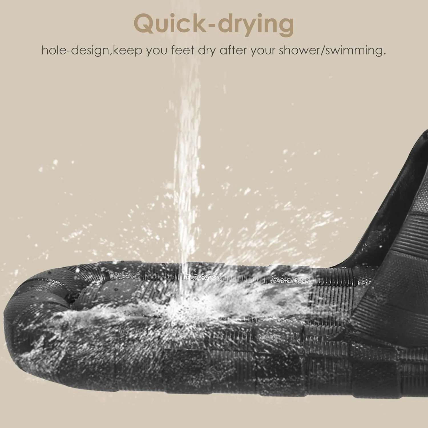 AMOUR GOODS Nature Rubber Shower Slippers for Women and Men Non-Slip Quick Drying Bathroom House Slides Beach Pool Sandals