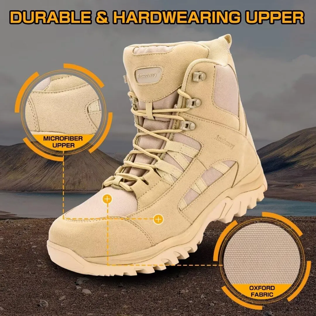 Ansbowey Men's Military Tactical Boots Lightweight Outdoor Jungle Hiking Boots