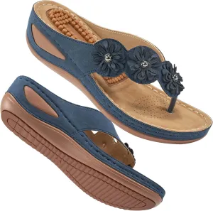 Aomigoct Sandals Women Flip Flops: Cushion FootBed Bohemia Sandals for Women - Casual Summer Wedge Shoes - Dressy Flip Flops Woman Slide