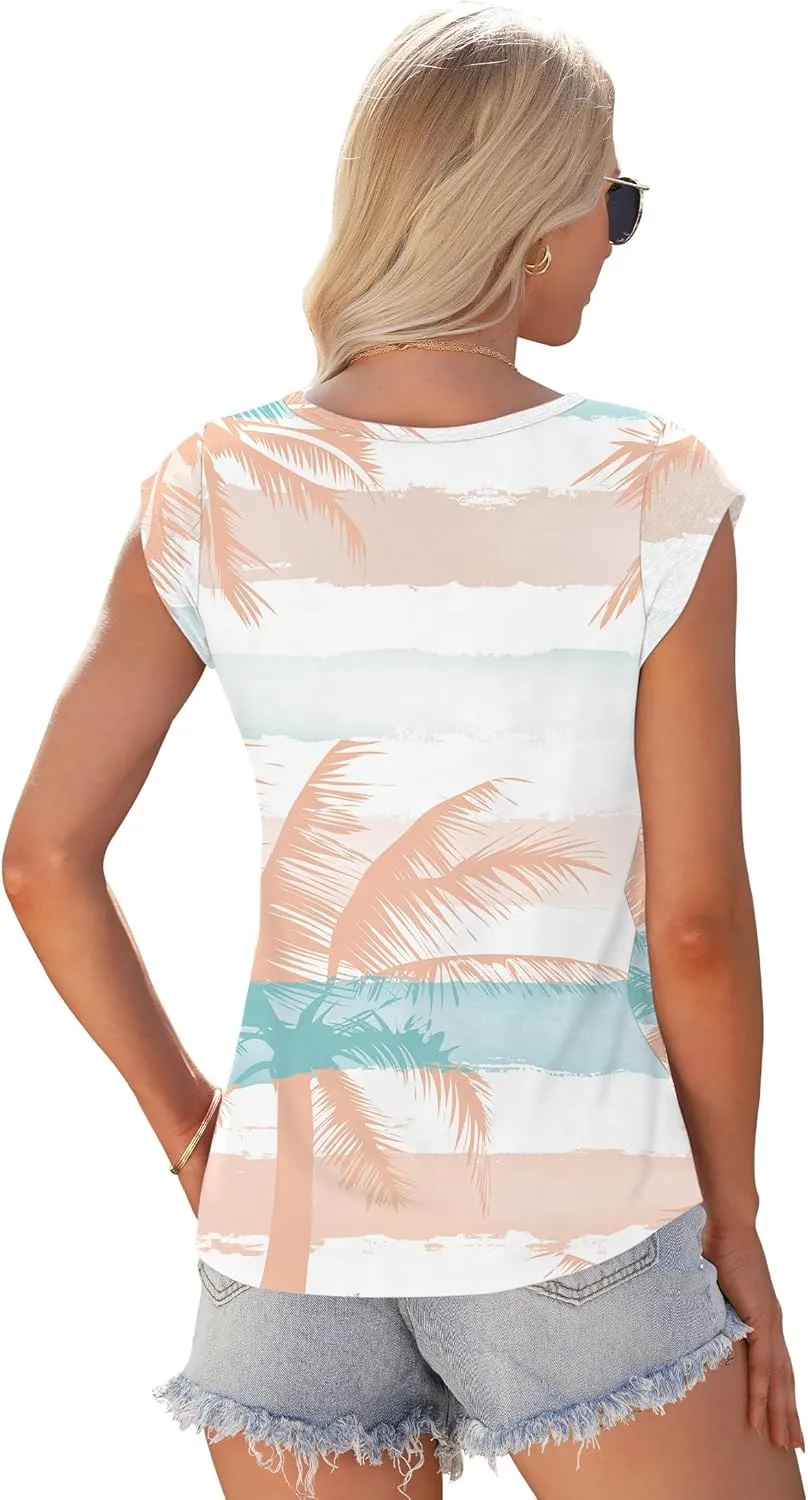 AUSELILY Womens Cap Sleeve T-Shirt Casual Loose Fit Tank Tops