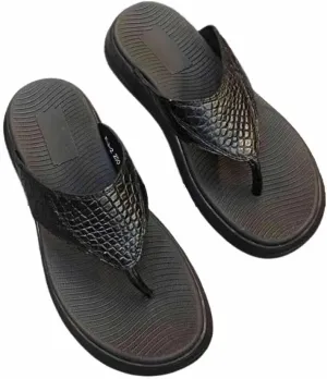 Authentic Exotic Crocodile Skin Men's Black Flip-flops Sandals Flats Genuine Real True Alligator Leather Male Leisure Slippers