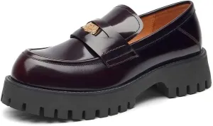 BEAU TODAY Chunky Loafers Women,Patent Leather Platform Loafers for Women,Lug Sole Slip On Penny Shoes,Comfortable Work Office Business Casual Dress Shoes