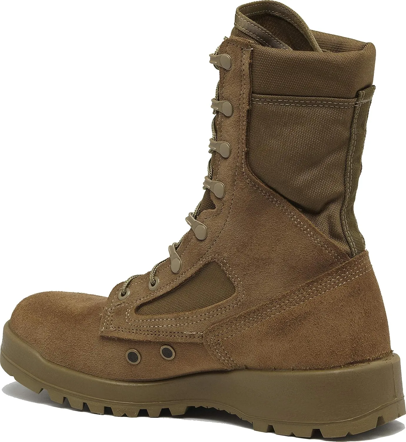 Belleville 590 8 Inch US Marine Corps Hot Weather Combat Boot for Men (EGA) - USMC Coyote Brown Leather with Vanguard Sole and Vibram Sierra Traction Outsole; Berry Compliant
