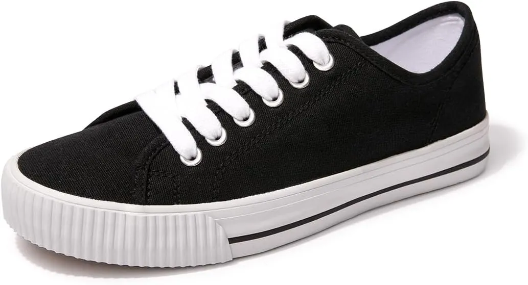 BENEKER Women's Fashion Sneakers Low Top Lace Up Canvas Sneakers Comfort Tennis Shoes Casual Walking Shoes