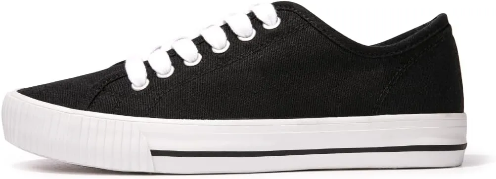BENEKER Women's Fashion Sneakers Low Top Lace Up Canvas Sneakers Comfort Tennis Shoes Casual Walking Shoes