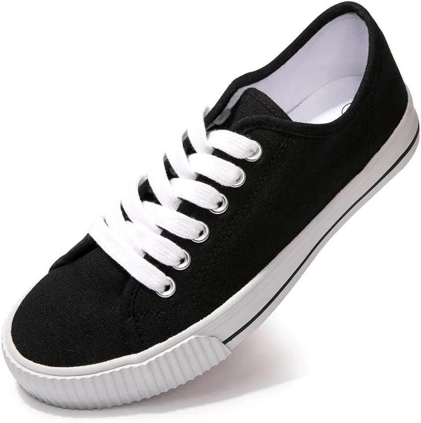 BENEKER Women's Fashion Sneakers Low Top Lace Up Canvas Sneakers Comfort Tennis Shoes Casual Walking Shoes