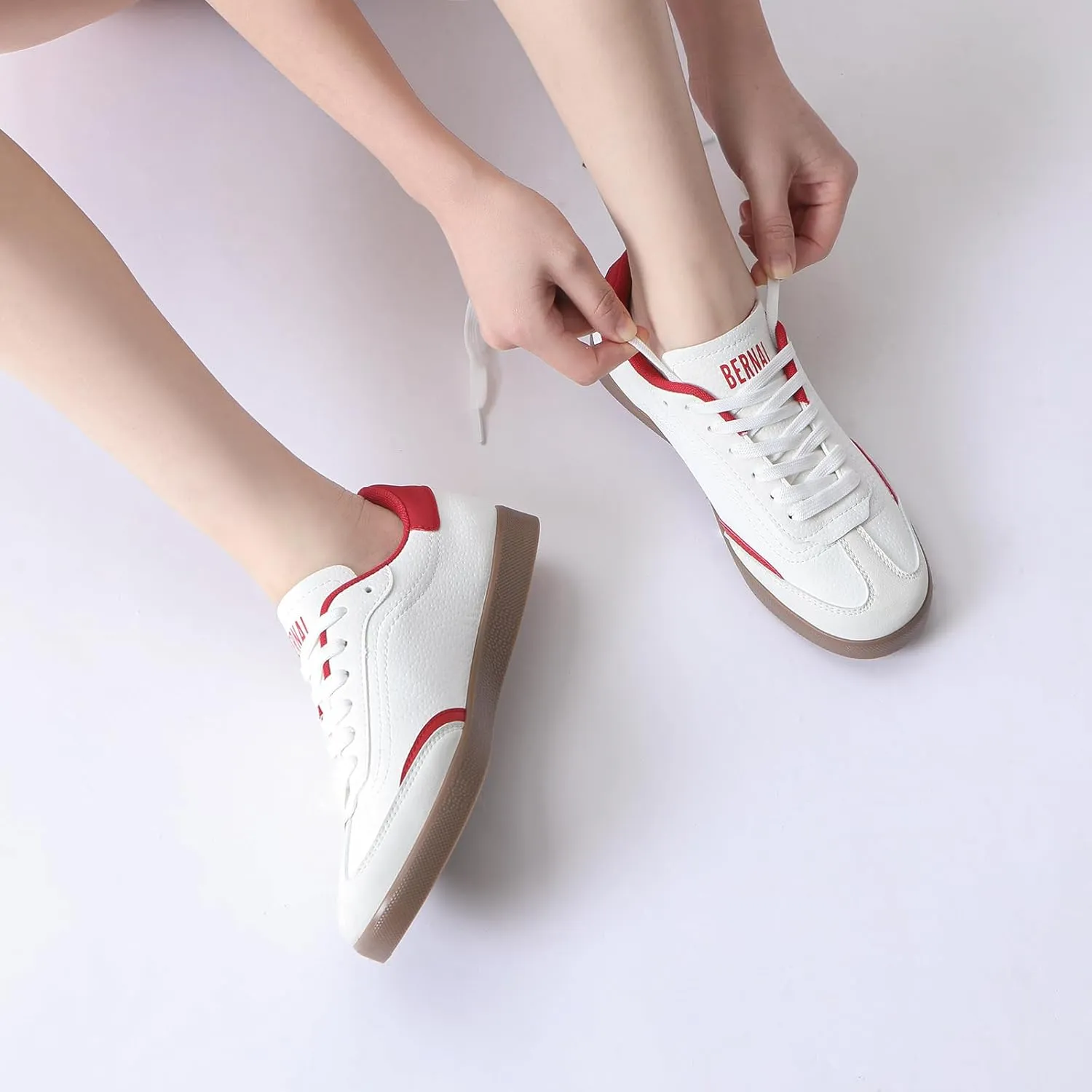 Bernal Women's Fashion Sneakers Flat Low-Top Lace-Up Comfortable Casual Tennis Shoes Walking Travel Shoes Dress Sneakers