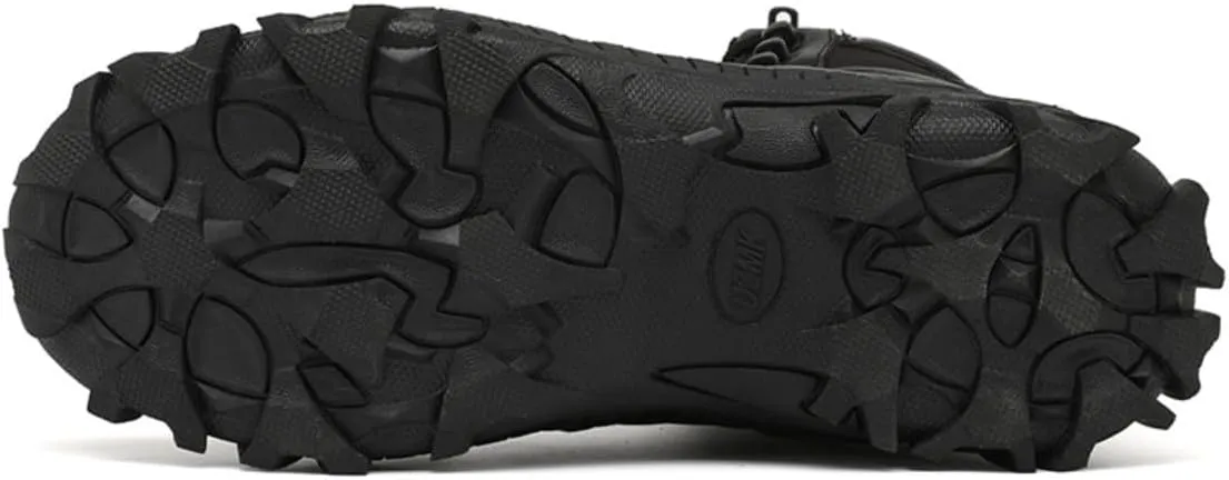 Bitiger Men's Combat Boots with Side Zipper Velcro and Casual Outdoor Mountaineering Trekking Commando Tactical Boots