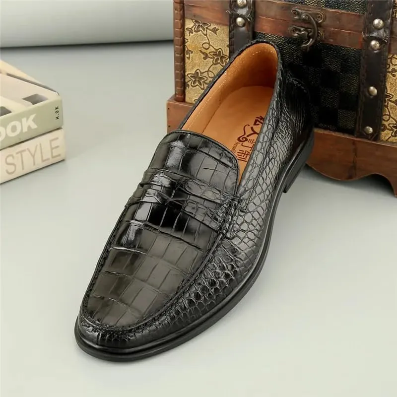 Business Casual Style Authentic Exotic Crocodile Skin Men Dress Loafers Genuine Real Alligator Leather Male Slip-on Black Shoes
