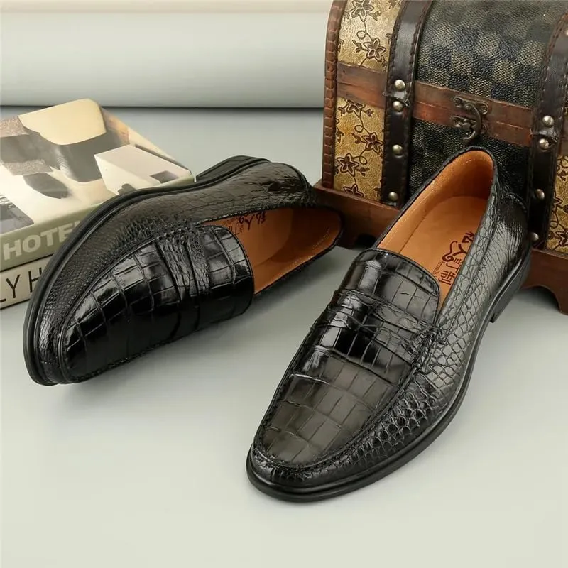 Business Casual Style Authentic Exotic Crocodile Skin Men Dress Loafers Genuine Real Alligator Leather Male Slip-on Black Shoes