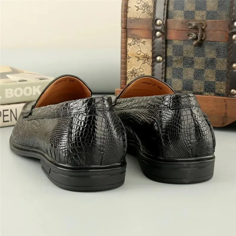 Business Casual Style Authentic Exotic Crocodile Skin Men Dress Loafers Genuine Real Alligator Leather Male Slip-on Black Shoes
