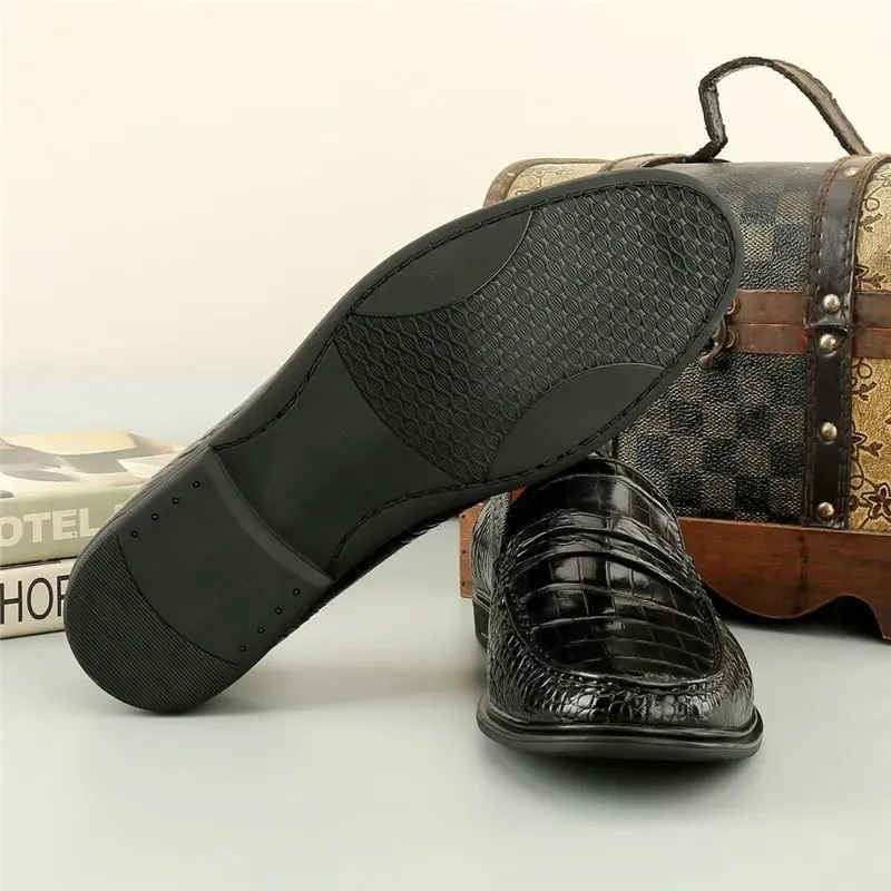 Business Casual Style Authentic Exotic Crocodile Skin Men Dress Loafers Genuine Real Alligator Leather Male Slip-on Black Shoes