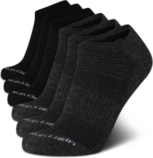 Calvin Klein Men's No Show Cushioned Athletic Low Cut Ankle Socks - 6 Pack Breathable Sport Socks for Men