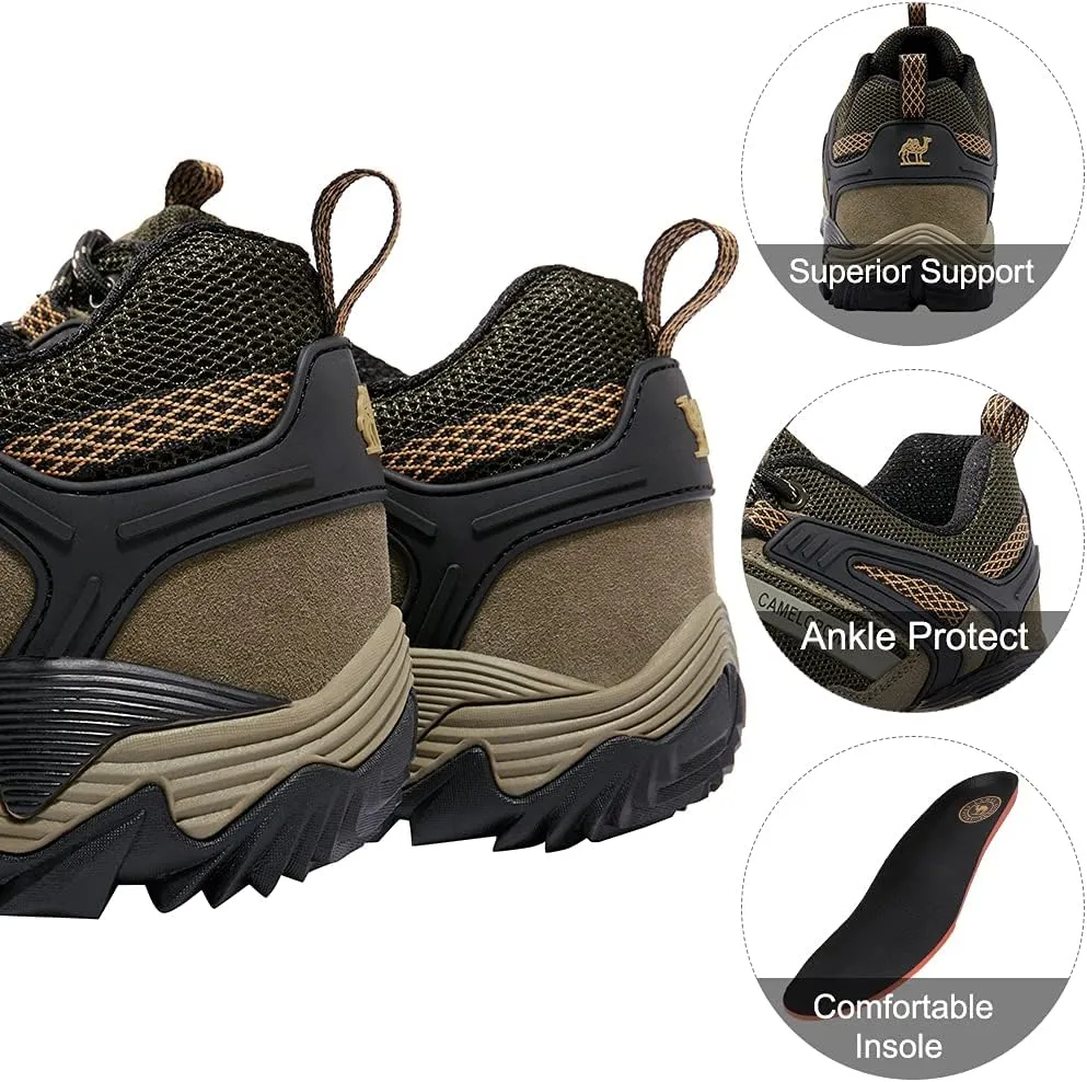CAMEL CROWN Hiking Shoes Men Breathable Non-Slip Sneakers Lightweight Low Top for Outdoor Trailing Trekking Walking