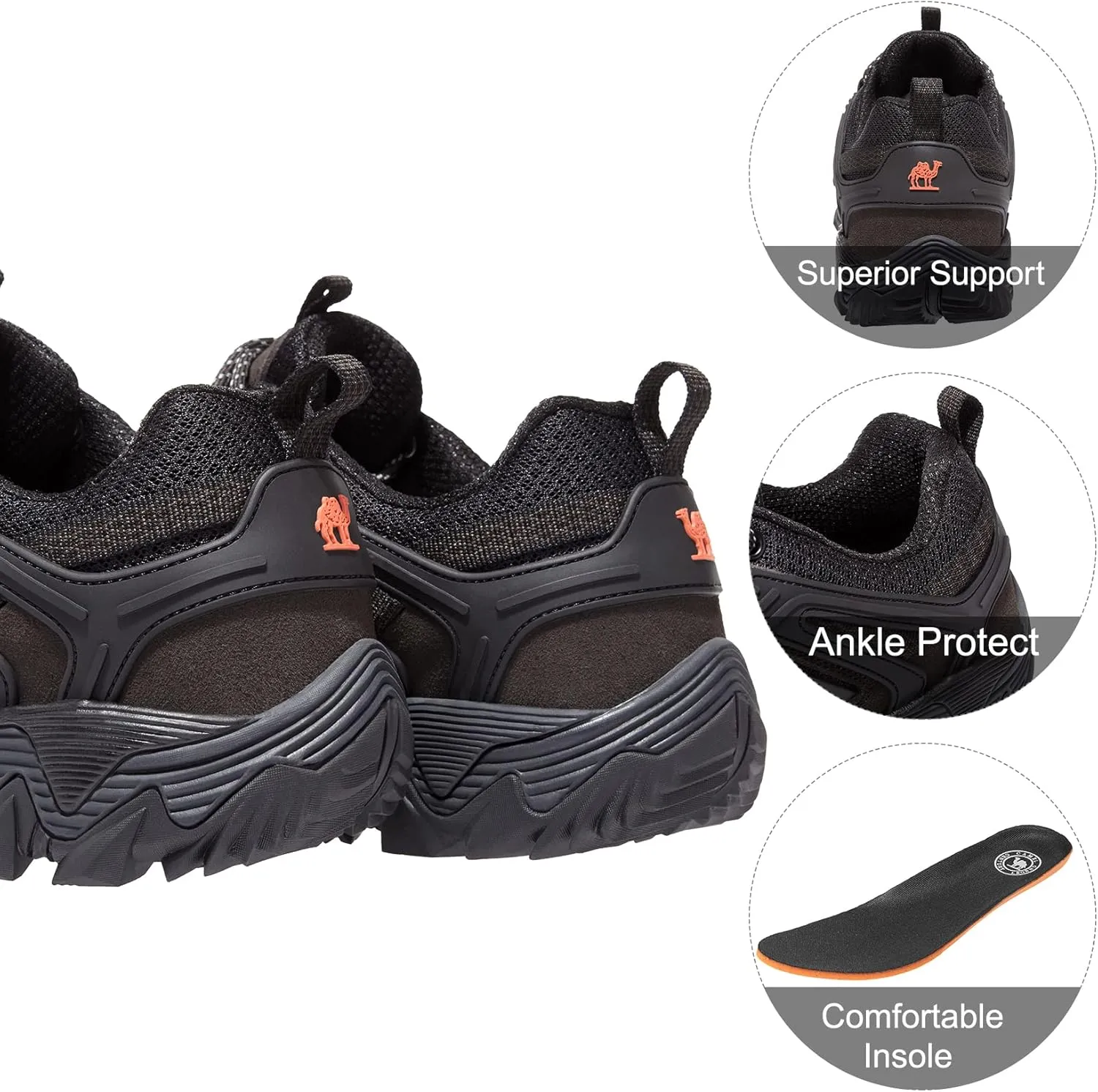 CAMEL CROWN Hiking Shoes Men Breathable Non-Slip Sneakers Lightweight Low Top for Outdoor Trailing Trekking Walking