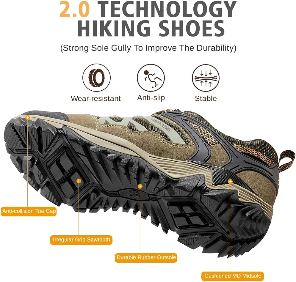 CAMEL CROWN Hiking Shoes Men Breathable Non-Slip Sneakers Lightweight Low Top for Outdoor Trailing Trekking Walking