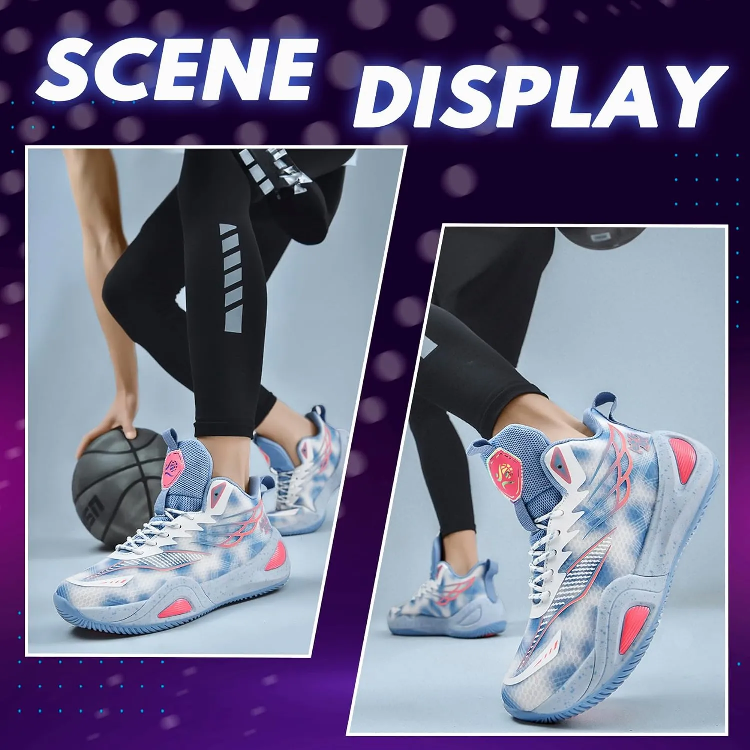 CJSPORX Women Men Basketball Shoes Breathable Men Non Slip Outdoor Fashion Unisex Sneakers