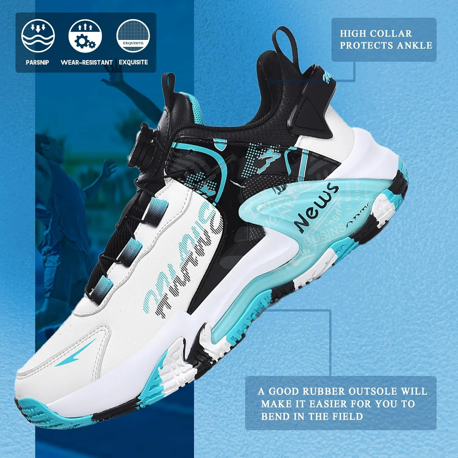 CJSPORX Women Men Basketball Shoes Breathable Men Non Slip Outdoor Fashion Unisex Sneakers