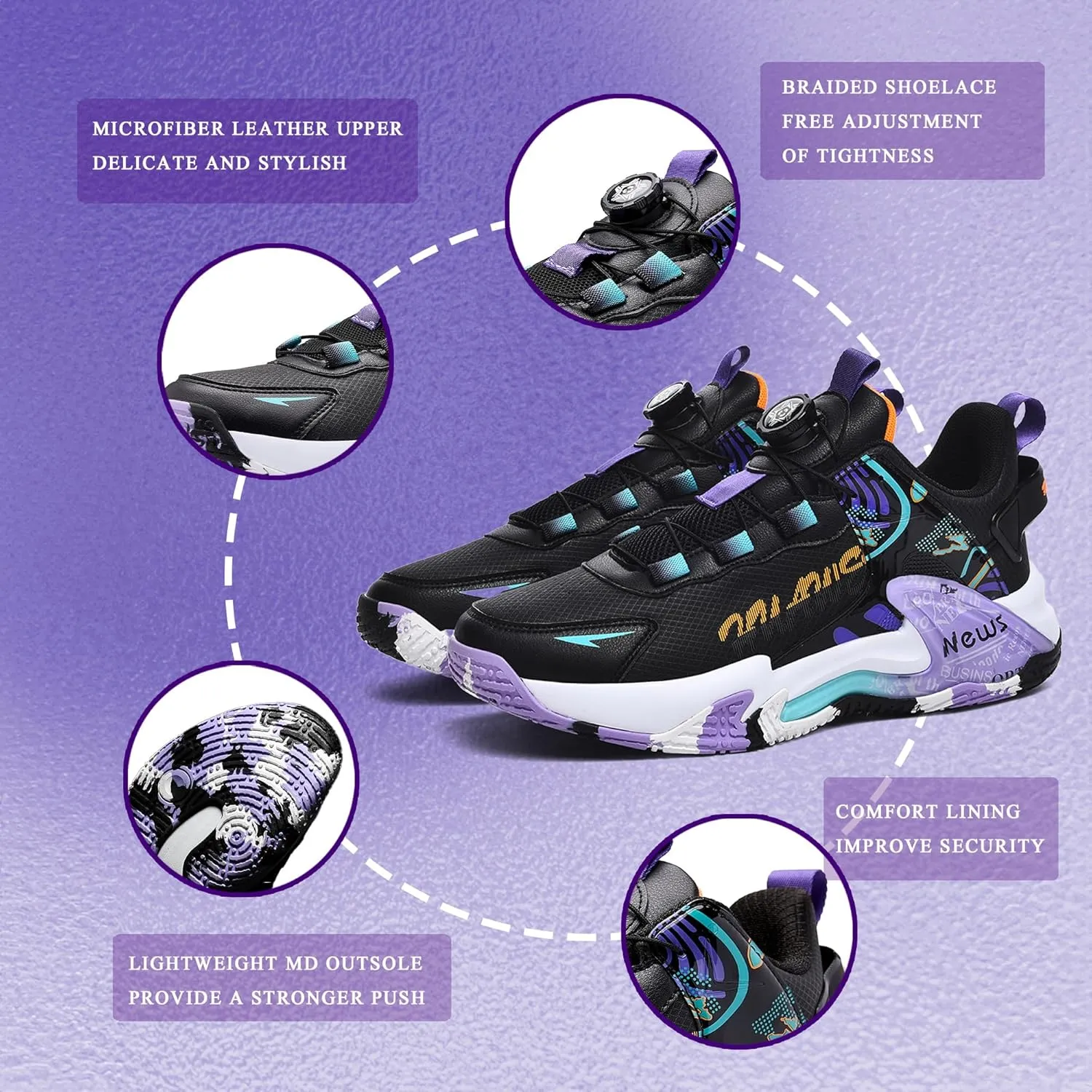 CJSPORX Women Men Basketball Shoes Breathable Men Non Slip Outdoor Fashion Unisex Sneakers