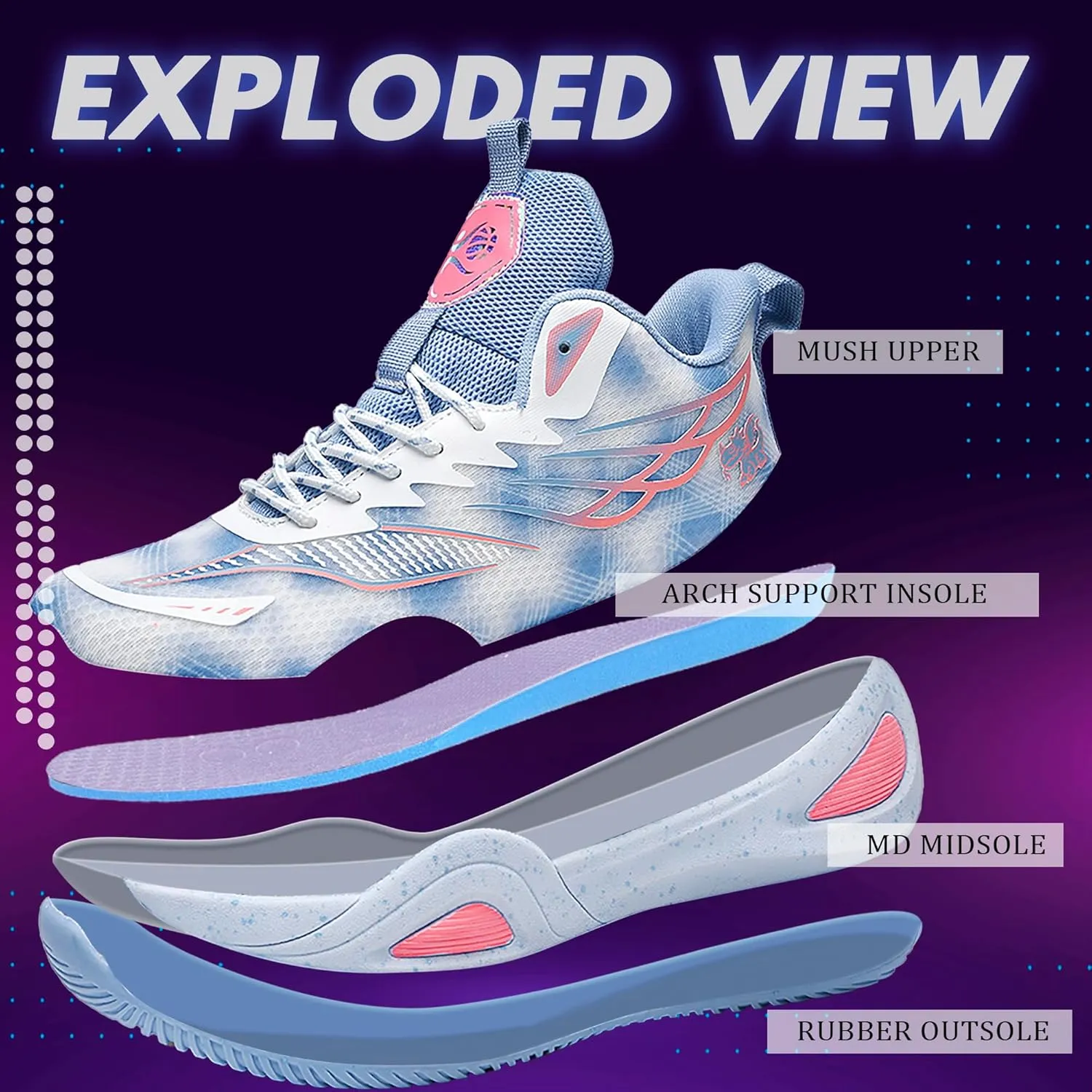 CJSPORX Women Men Basketball Shoes Breathable Men Non Slip Outdoor Fashion Unisex Sneakers