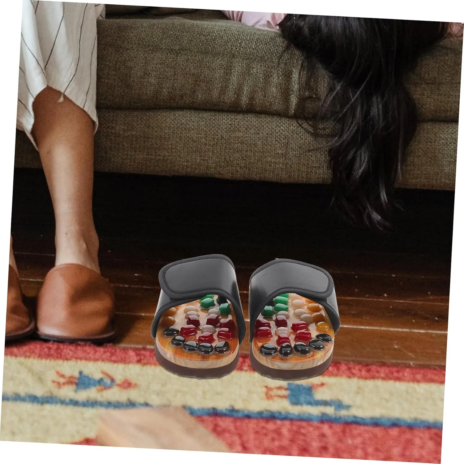 Cobblestone Foot Massager Slippers Natural Jade Plantar Massager Reflexology Sandals Size