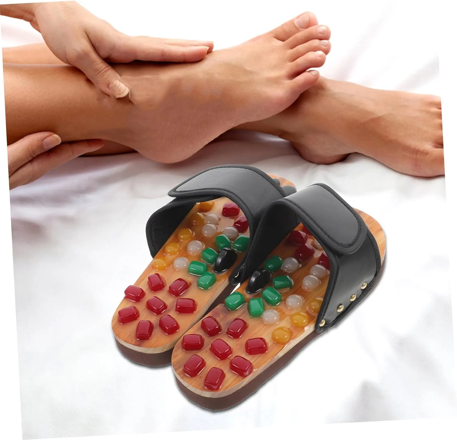 Cobblestone Foot Massager Slippers Natural Jade Plantar Massager Reflexology Sandals Size
