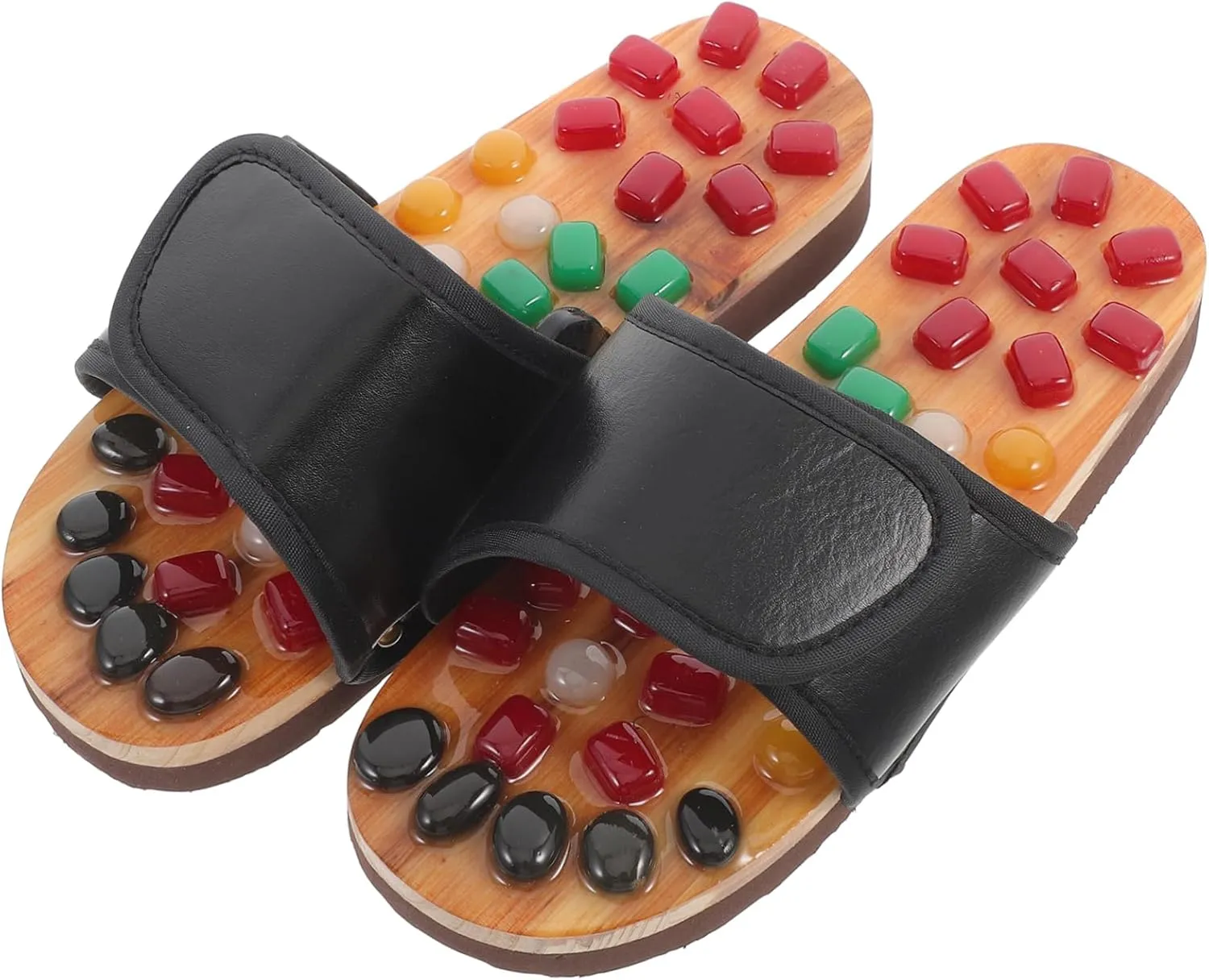Cobblestone Foot Massager Slippers Natural Jade Plantar Massager Reflexology Sandals Size
