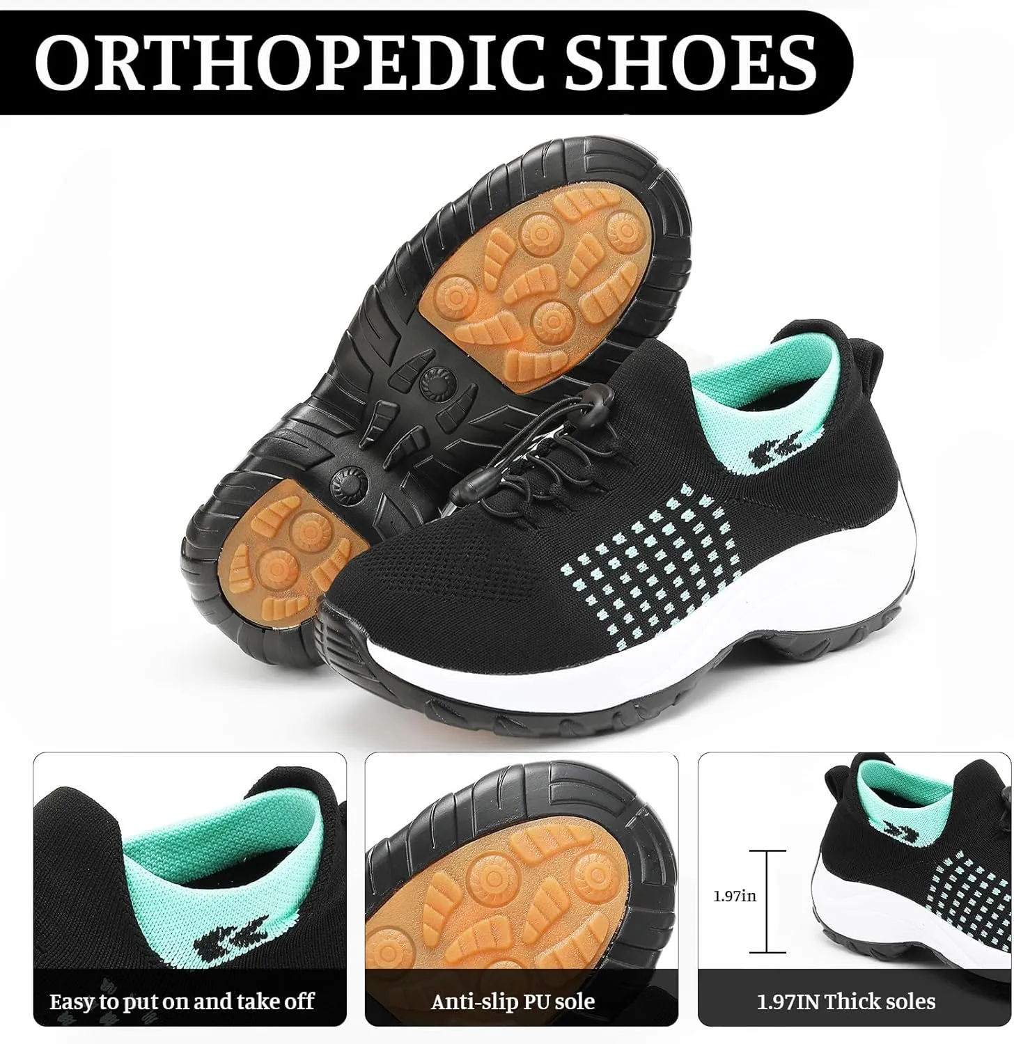 Comfort Wear Shoes for Women Men Fashion Comfortwear Orthopedic Shoe Ortho Breathable Shoes for Plantar Fasciitis Air Cushion Slip-On Orthopedic Diabetic Walking Shoes Orthofeet Sneakers