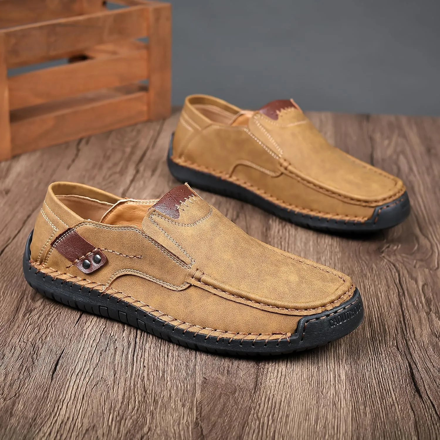 Coramtty Mens Loafers Casual Slip on Shoes Business Moccasins Lightweight Refreshing Classic Slippers Walking Driving Travelling Outdoor