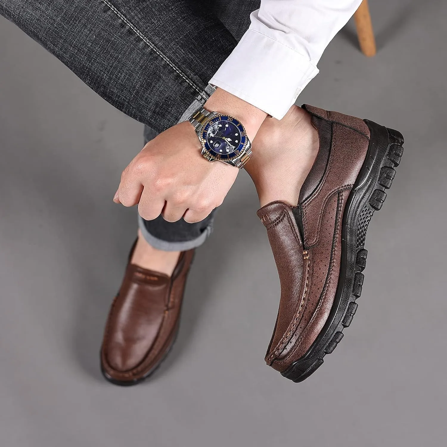 Coramtty Men's Slip on Loafers Casual Shoes Soft Lightweight Slippers Breathable Comfort Dress Shoes for Male Walking Flat Outdoor