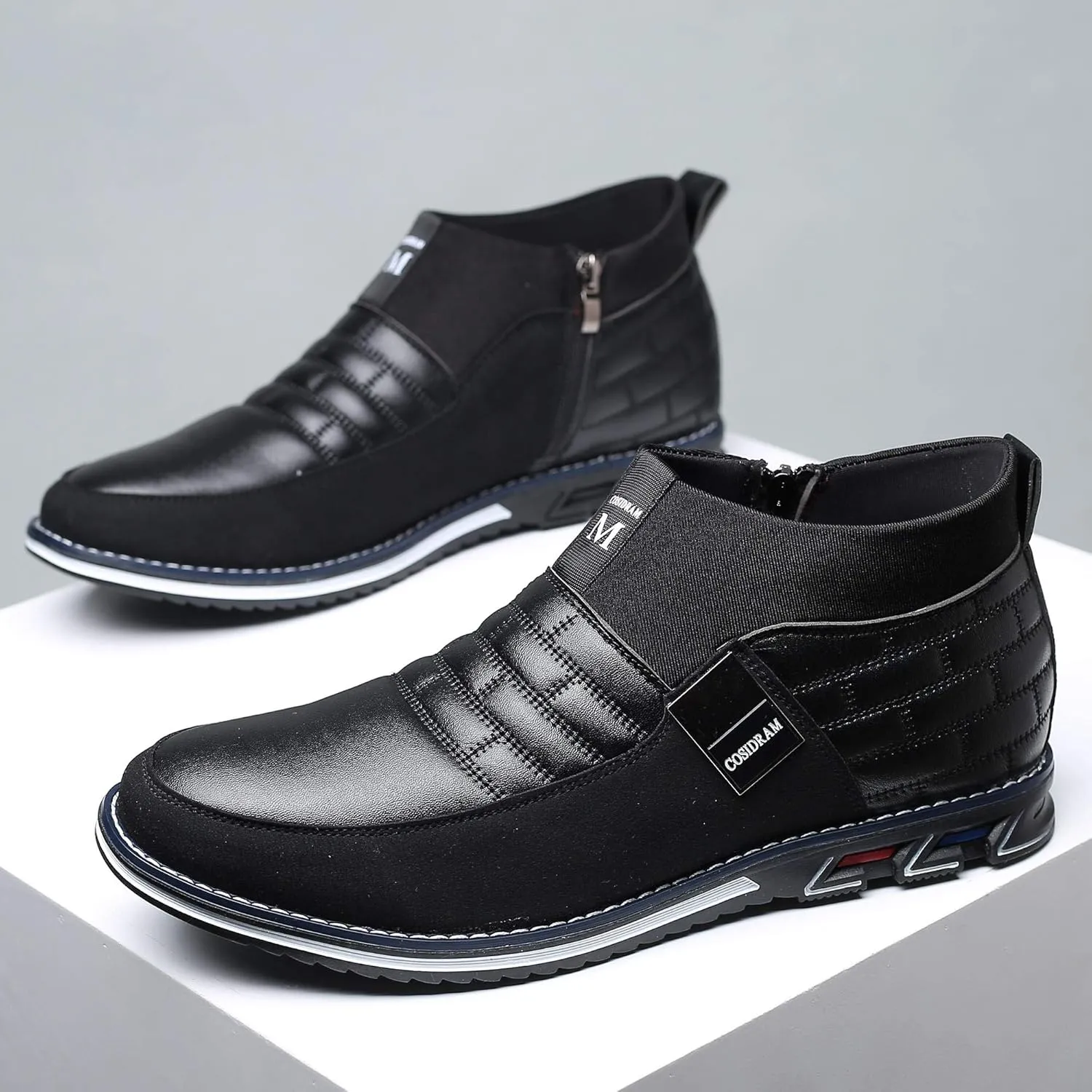 COSIDRAM Men Casual Shoes High-top Loafers Comfort Walking Sneakers Boots for Male