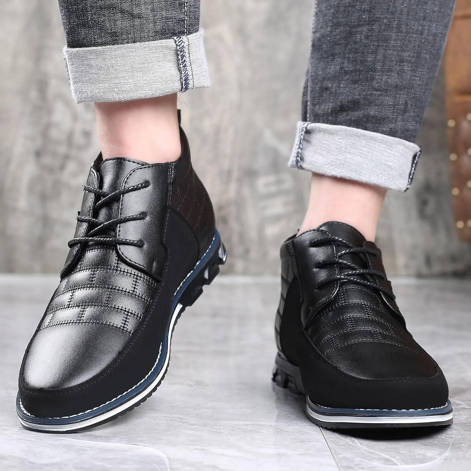 COSIDRAM Men Casual Shoes High-top Loafers Comfort Walking Sneakers Boots for Male