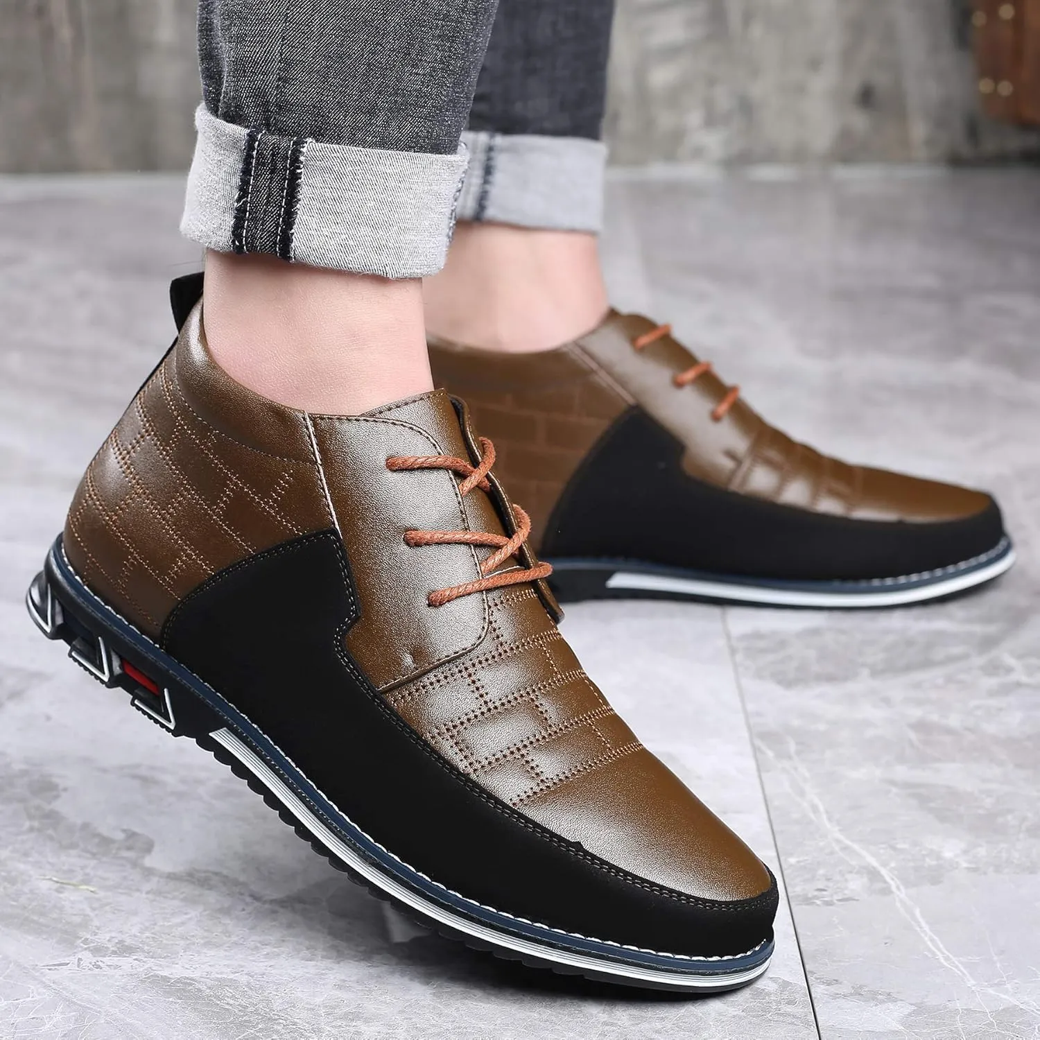 COSIDRAM Men Casual Shoes High-top Loafers Comfort Walking Sneakers Boots for Male