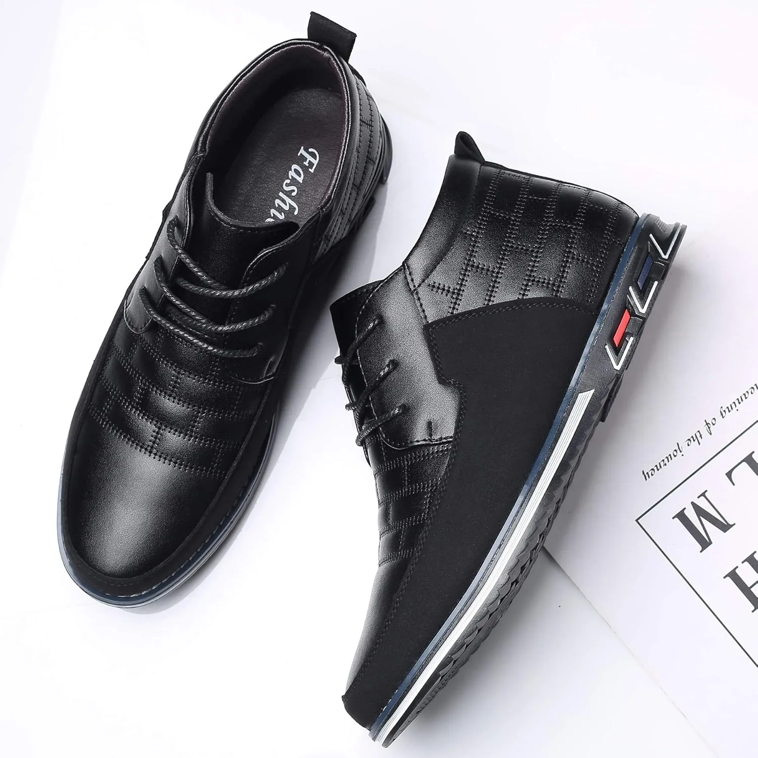 COSIDRAM Men Casual Shoes High-top Loafers Comfort Walking Sneakers Boots for Male