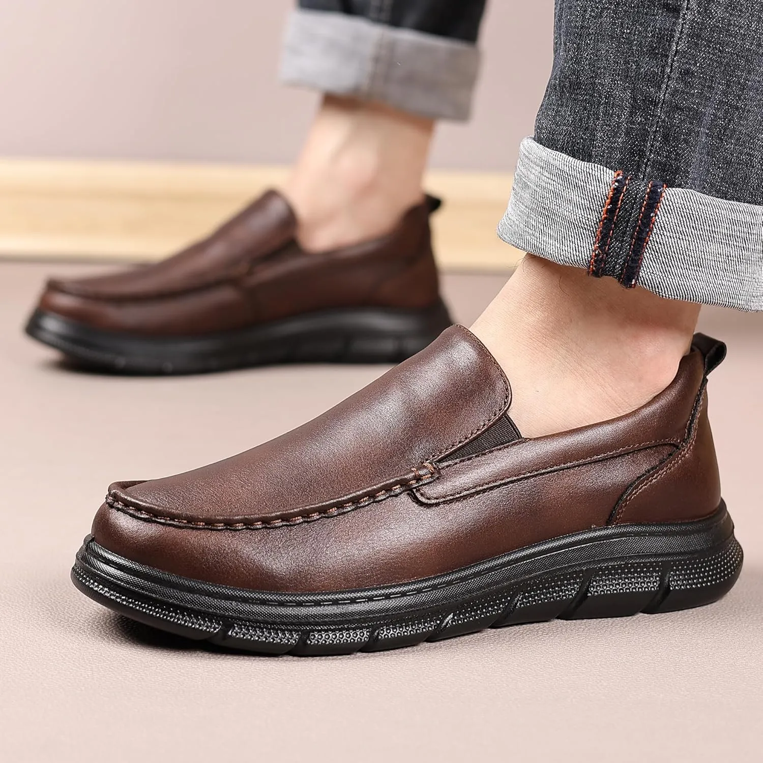 COSIDRAM Mens Casual Loafers Comfortable Soft Classic Moccasin Slip On Daily Walking Shoes
