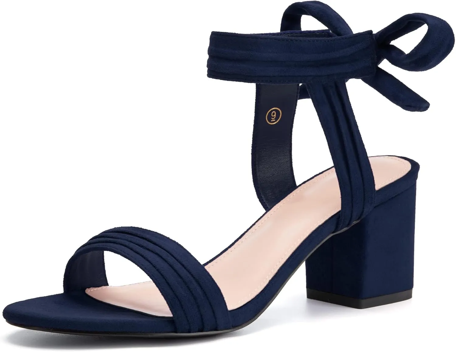 Coutgo Womens Open Toe Ankle Tie Back Low Block Chunky Heels Sandals Party Dress Pumps Shoes
