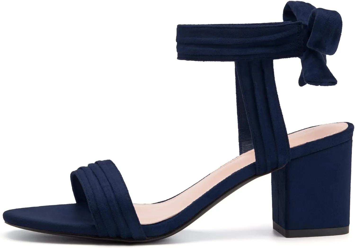 Coutgo Womens Open Toe Ankle Tie Back Low Block Chunky Heels Sandals Party Dress Pumps Shoes
