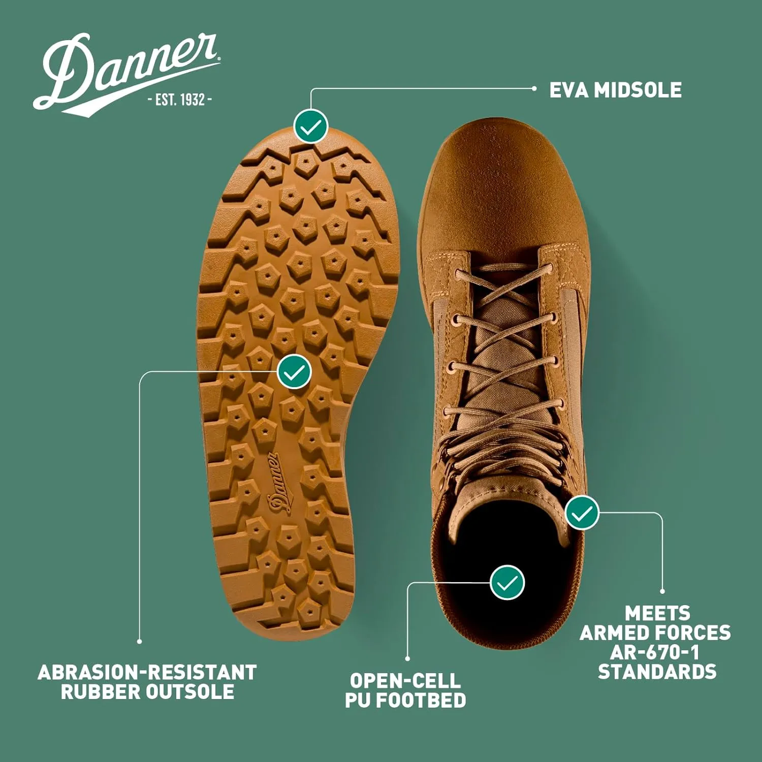 Danner Tachyon 8” Tactical Boots for Men - Ultralight Fast Drying Upper with Abrasion-Resistant Toe, Comfort Footbed, and Non Slip Traction Outsole