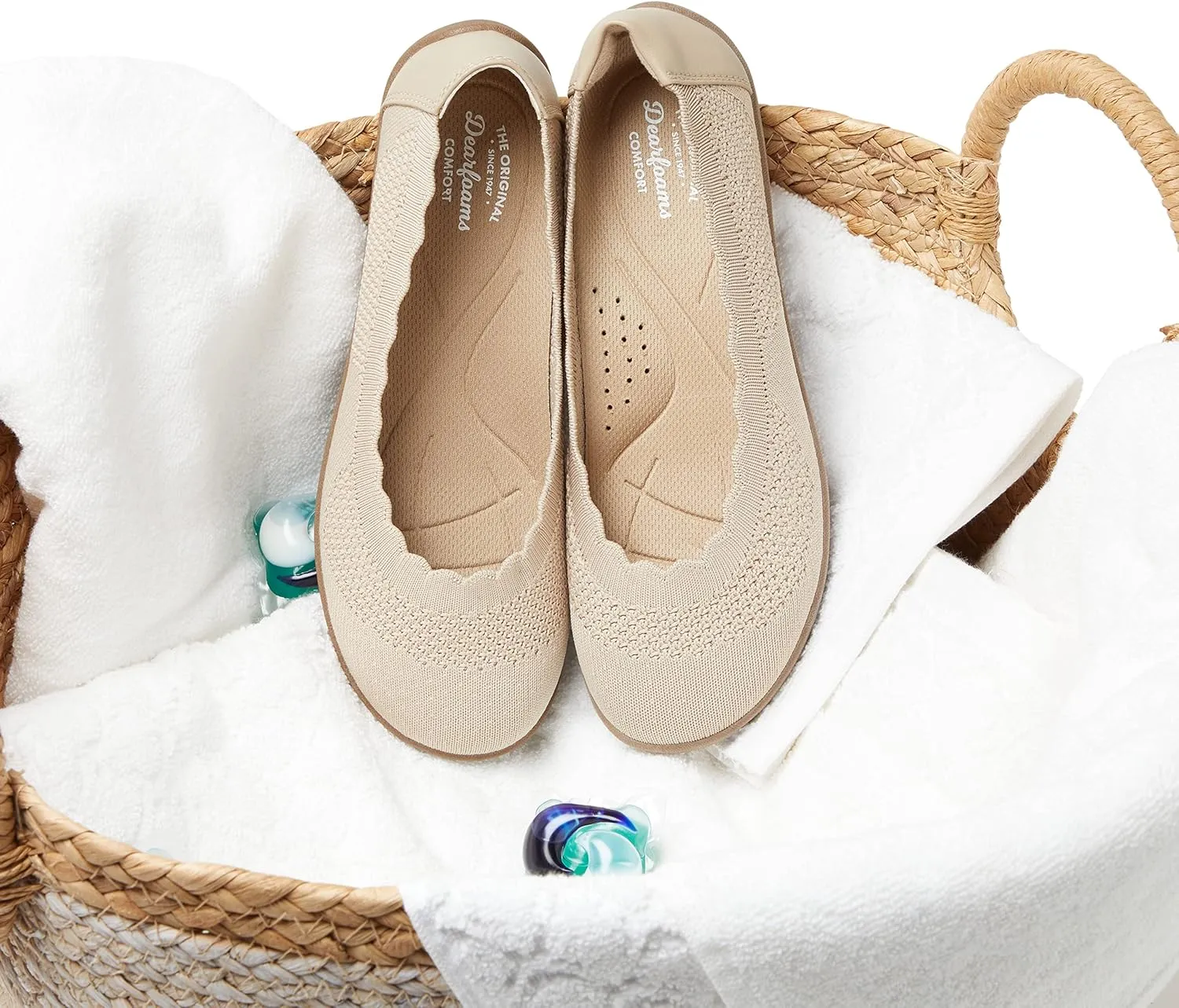 Dearfoams Women's Lightweight Washable Comfort Misty Ballet Flats